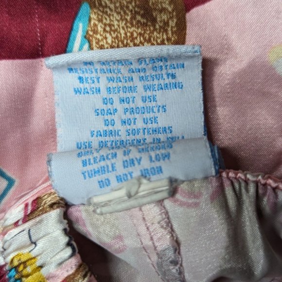 Nick & Nora Pink Satin Sock Monkey Pajama Bottoms Size Small/6X - Picture 8 of 8